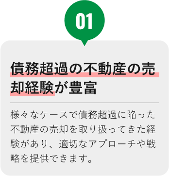 債務超過の不動産の売却経験が豊富